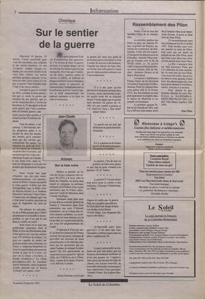 Le Soleil de Colombie, January 25, 1991, page 2