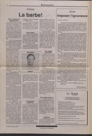 Le Soleil de Colombie, January 11, 1991, page 2
