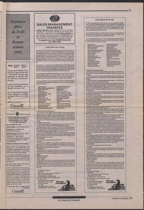 Le Soleil de Colombie, December 21, 1990, page 21