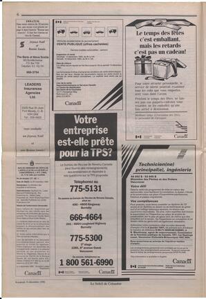 Le Soleil de Colombie, December 14, 1990, page 6