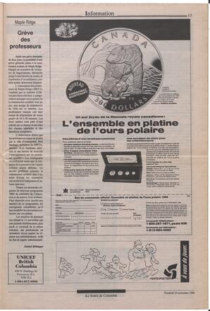 Le Soleil de Colombie, November 23, 1990, page 13