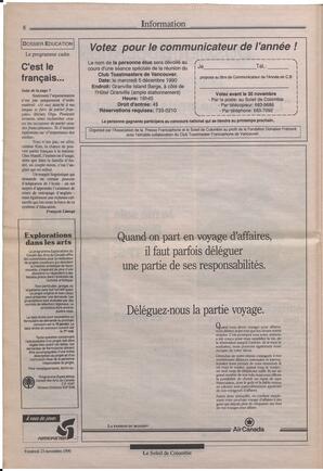Le Soleil de Colombie, November 23, 1990, page 8