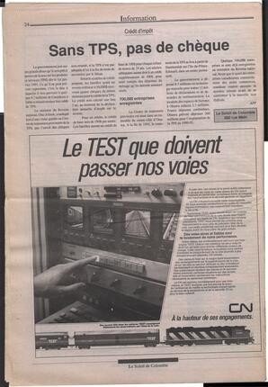 Le Soleil de Colombie, November 16, 1990, page 24