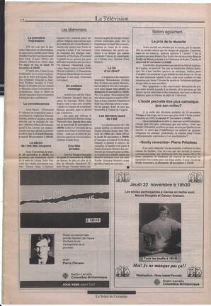 Le Soleil de Colombie, November 16, 1990, page 12