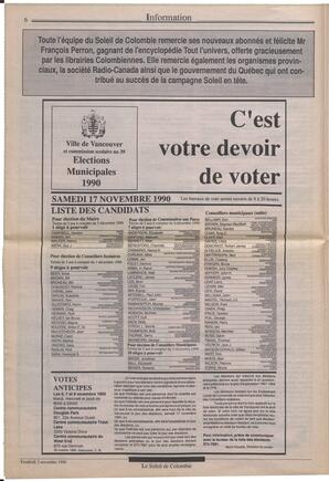Le Soleil de Colombie, November 2, 1990, page 6
