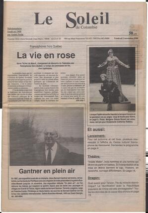 Le Soleil de Colombie, November 2, 1990, page 1