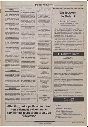 Le Soleil de Colombie, October 19, 1990, page 19
