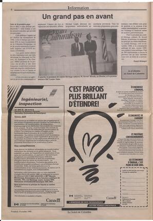 Le Soleil de Colombie, October 19, 1990, page 4