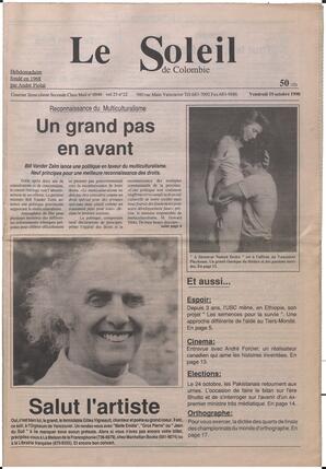 Le Soleil de Colombie, October 19, 1990, page 1