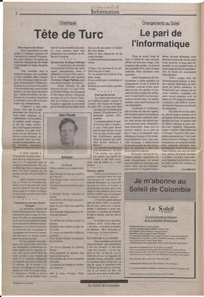 Le Soleil de Colombie, October 12, 1990, page 2