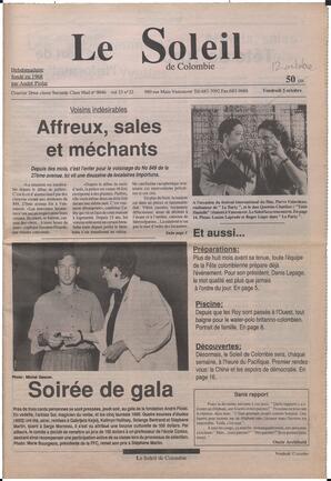 Le Soleil de Colombie, October 12, 1990, page 1