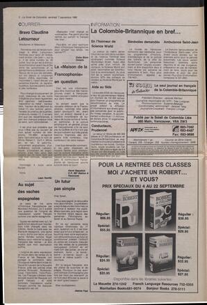 Le Soleil de Colombie, September 7, 1990, page 2