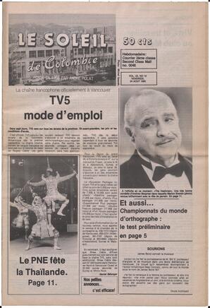 Le Soleil de Colombie, August 24, 1990, page 1