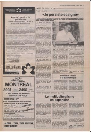 Le Soleil de Colombie, August 17, 1990, page 11