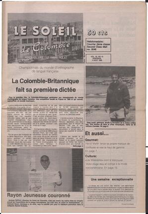 Le Soleil de Colombie, August 3, 1990, page 1