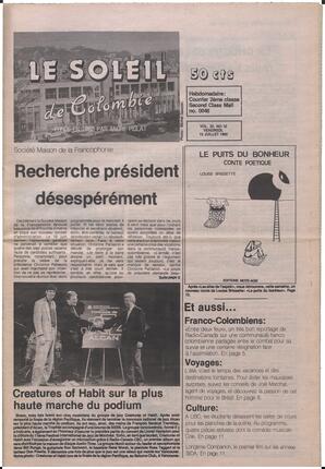 Le Soleil de Colombie, July 13, 1990, page 1