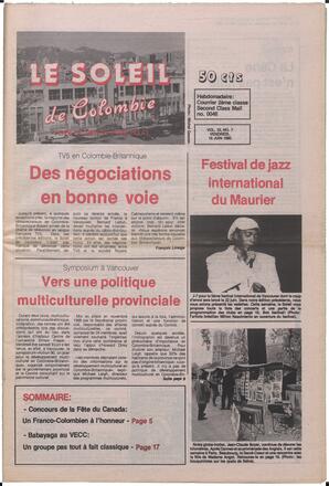 Le Soleil de Colombie, June 15, 1990, page 1
