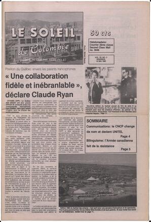 Le Soleil de Colombie, May 18, 1990, page 1
