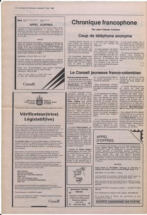 Le Soleil de Colombie, April 27, 1990, page 12