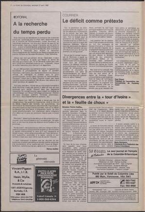 Le Soleil de Colombie, April 27, 1990, page 2