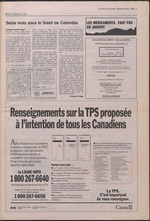 Le Soleil de Colombie, April 20, 1990, page 5