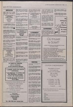 Le Soleil de Colombie, April 6, 1990, page 15