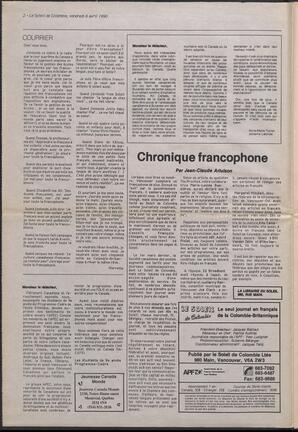 Le Soleil de Colombie, April 6, 1990, page 2