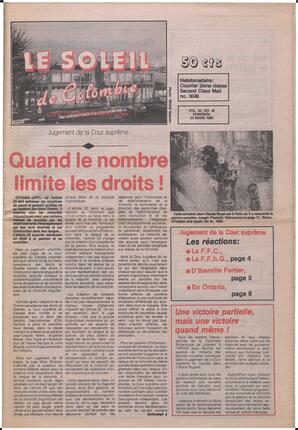 Le Soleil de Colombie, March 23, 1990, page 1