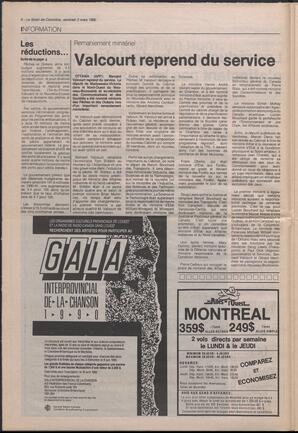 Le Soleil de Colombie, March 2, 1990, page 6