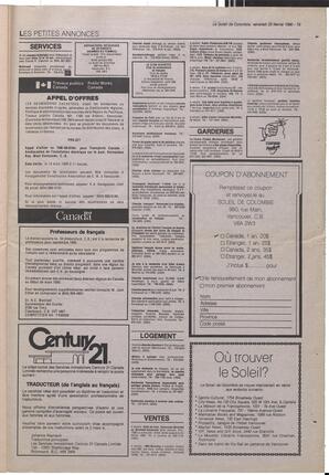 Le Soleil de Colombie, February 23, 1990, page 19
