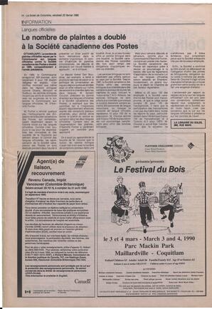 Le Soleil de Colombie, February 23, 1990, page 14