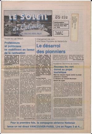Le Soleil de Colombie, January 12, 1990, page 1