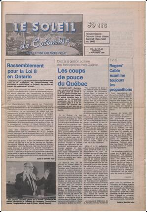 Le Soleil de Colombie, November 24, 1989, page 1