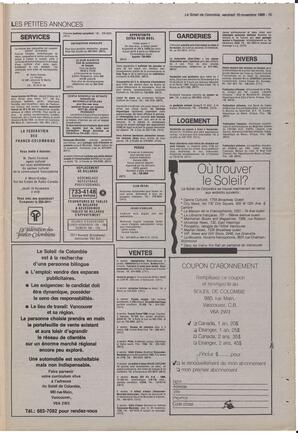 Le Soleil de Colombie, November 10, 1989, page 15