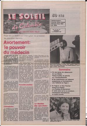 Le Soleil de Colombie, November 10, 1989, page 1