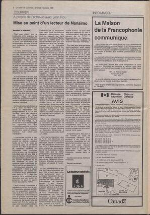 Le Soleil de Colombie, October 6, 1989, page 2