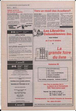Le Soleil de Colombie, September 29, 1989, page 20