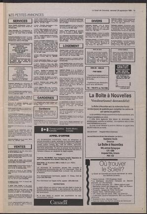 Le Soleil de Colombie, September 29, 1989, page 19