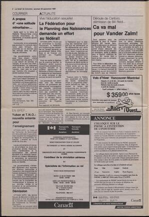Le Soleil de Colombie, September 29, 1989, page 2