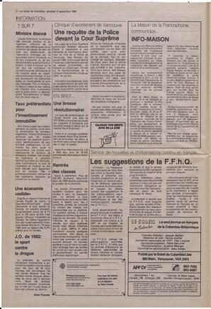 Le Soleil de Colombie, September 8, 1989, page 2