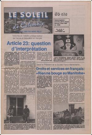 Le Soleil de Colombie, September 8, 1989, page 1