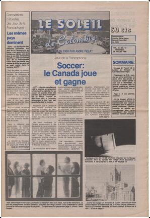 Le Soleil de Colombie, July 28, 1989, page 1