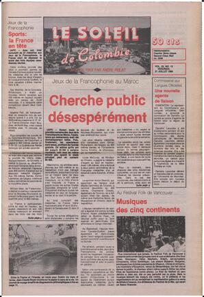 Le Soleil de Colombie, July 21, 1989, page 1