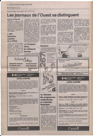Le Soleil de Colombie, July 14, 1989, page 6