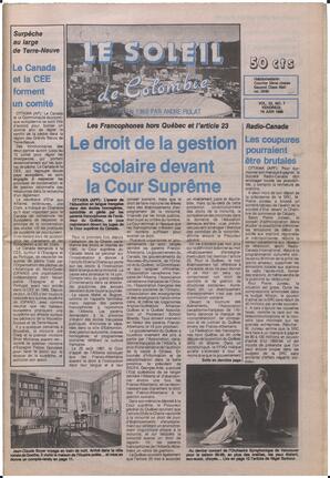 Le Soleil de Colombie, June 16, 1989, page 1