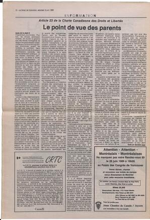 Le Soleil de Colombie, June 9, 1989, page 12