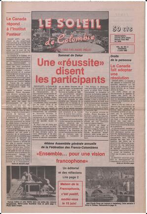 Le Soleil de Colombie, June 2, 1989, page 1
