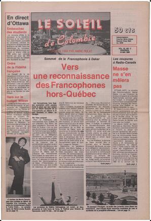 Le Soleil de Colombie, May 19, 1989, page 1