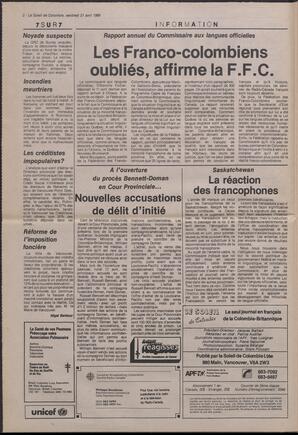 Le Soleil de Colombie, April 21, 1989, page 2