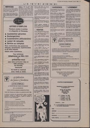 Le Soleil de Colombie, April 14, 1989, page 15
